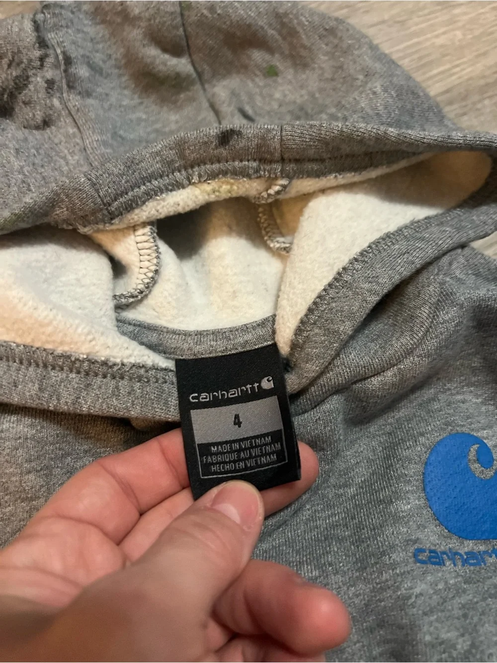 Carhartt Kids' Gray Hoodie with Blue Logo- see pictures!